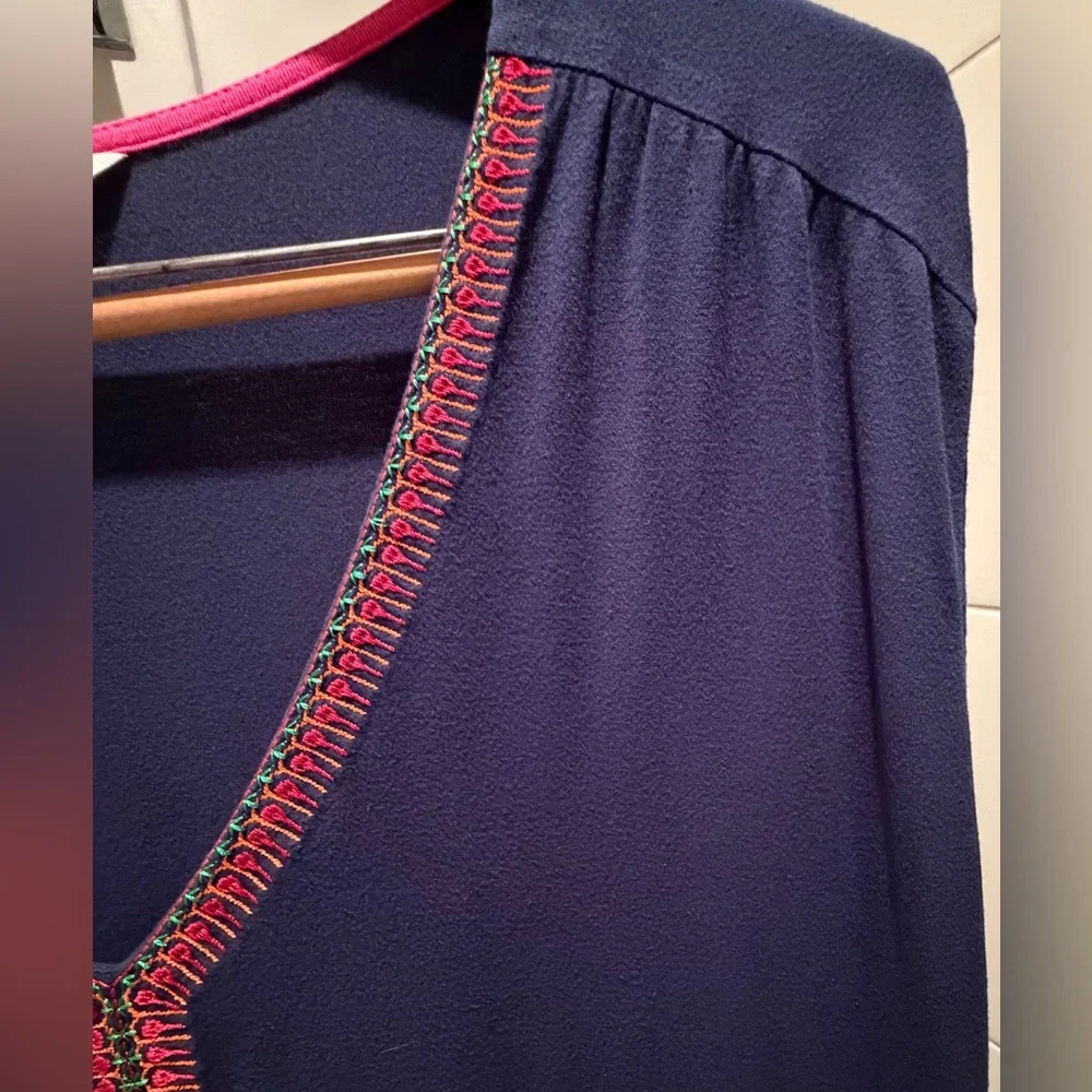 Boden Navy Embroidered V-Neck Dress 16L - Picture 7 of 8